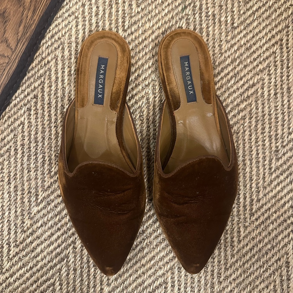 Margaux Brown Suede Pointed Toe Mules